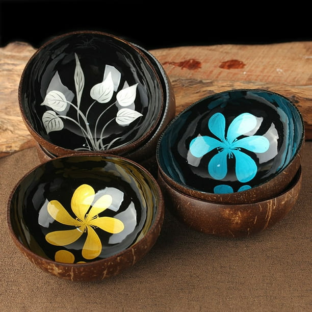 Coconut Shell Color Painting Dried Fruit Food Container Keys Candy Storage Bowl
